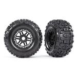 Tires & wheels, assembled, glued (black wheels, dual profile (2.8" outer, 3.6" inner), Sledgehammer™ tires, foam inserts) (2) (17mm splined) (TSM® rated)