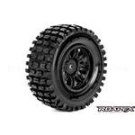 Tracker 1/10 Short Course Tires, Mounted on Black Wheels, 12mm Hex (1 pair)