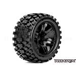 Roapex ROPR3001B2 Trigger 1/10 Monster Truck Tires, Mounted on Black Wheels, 1/2 Offset, 12mm Hex (1 pair)