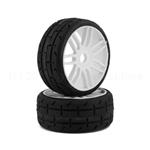 TO1 Revo Belted Pre-Mounted 1/8 Buggy Tires (White) (2) (S5) w/17mm Hex