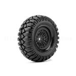 Hardrock 1/10 Crawler Tires Mounted on Black 1.9" Wheels, 12mm Hex (1 pair)
