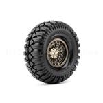 Roapex ROPR6003 Hardrock 1/10 Crawler Tires Mounted on Chrome Black 1.9" Wheels, 12mm Hex (1 pair)