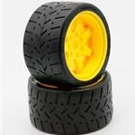 PowerHobby PHBPHT5102Y 1/8 Gripper 54/100 Belted Mounted Tires 17mm Yellow