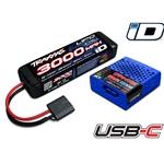 Traxxas TRA29852S Battery/charger completer pack (includes #2985 USB-C NiMH/LiPo iDÂ® charger (1), #2827X 3000mAh 7.4a