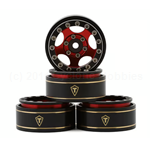 TLHTSCX2446 Treal Hobby Classic 5-Star 1.0" Beadlock Wheels (Black/Red) (4) (22.4g)