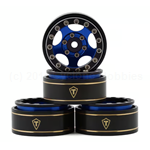 TLHTSCX24248 Treal Hobby Type B 1.0" 5-Spoke Beadlock Wheels (Black/Blue) (4) (22.4g)