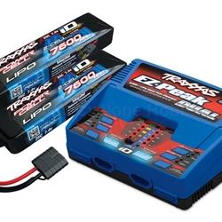 Traxxas  2S Battery/Charger Combo: (2) 7.4V 7600mAh LiPo Battery, (1) EZ-Peak Dual ID Charger (TRA2991)