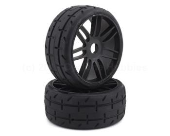 Belted Pre-Mounted 1/8 Buggy Tires - Pair (Black) (S1) (GRPGTX01-S1)