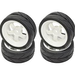 1/10 On-road White 5 Spoke Wheels and V Tread Rubber Tire (APX5015)
