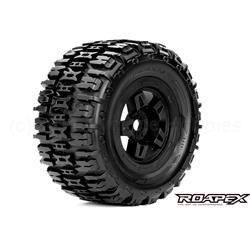 Renegade 1/8 Monster Truck Tires, Mounted on Black Wheels, 17mm Hex (1 pair)