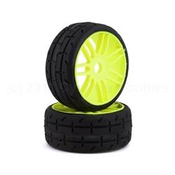 GRP GT - TO1 Revo Belted Pre-Mounted 1/8 Buggy Tires (Yellow) (2) (S2) w/17mm Hex