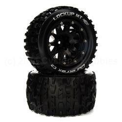 Lockup MT Belted 2.8" Mounted Front/Rear Tires, 14mm Black (2)