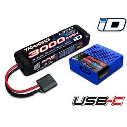 Battery/charger completer pack (includes #2985 USB-C NiMH/LiPo iDÂ® charger (1), #2827X 3000mAh 7.4V 2-cell 20C LiPo iDÂ® Ba