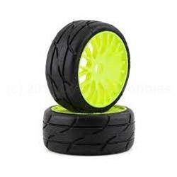 GRP Tires GT - TO3 Revo Belted Pre-Mounted 1/8 Buggy Tires (Yellow) (2) (XM2) w/FLEX Wheel