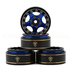 Treal Hobby Type B 1.0" 5-Spoke Beadlock Wheels (Black/Blue) (4) (22.4g)