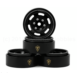 Treal Hobby Type E 1.0" 6-Slot Beadlock Wheels (Black) (4) (21.9g)